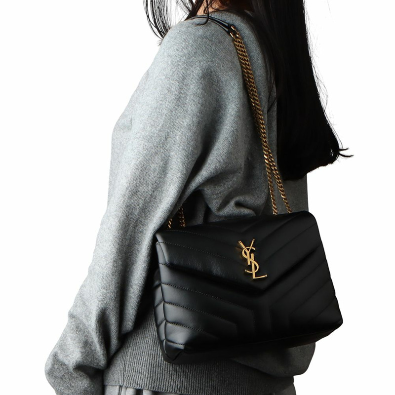 【包稅】SAINT LAURENT Monogram Matelassé Loulou 小號金色斜背包 494699-8