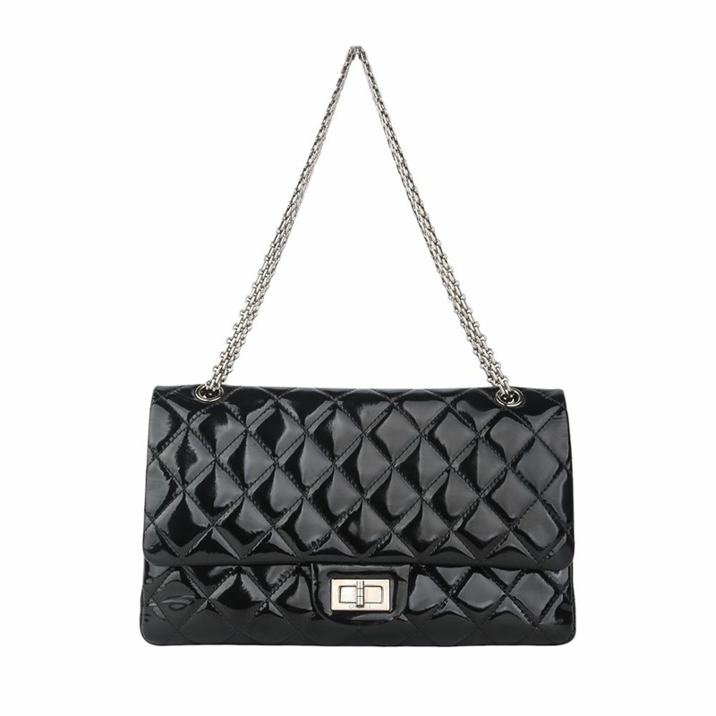 【包稅】CHANEL Patent Classic Large 2.55 Silver Shoulder Bag 34597Y-0