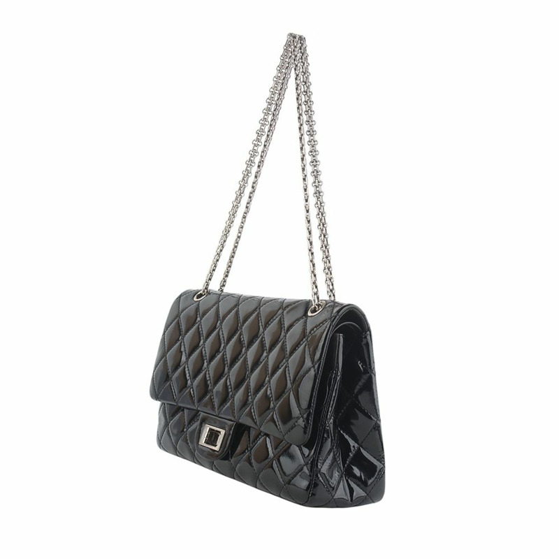 【包稅】CHANEL Patent Classic Large 2.55 Silver Shoulder Bag 34597Y-1