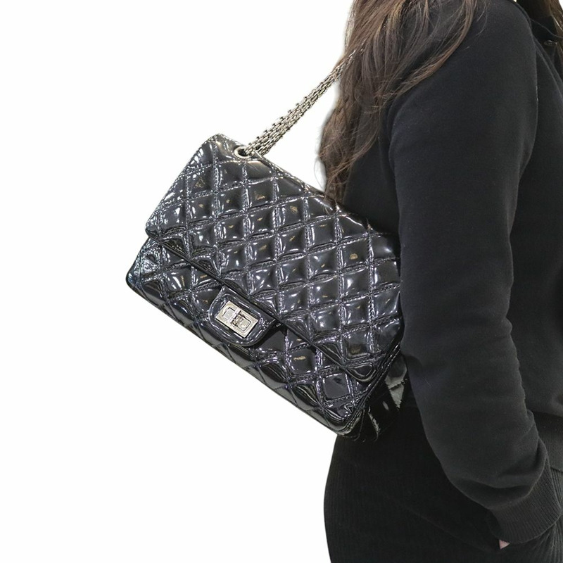 【包稅】CHANEL Patent Classic Large 2.55 Silver Shoulder Bag 34597Y-8