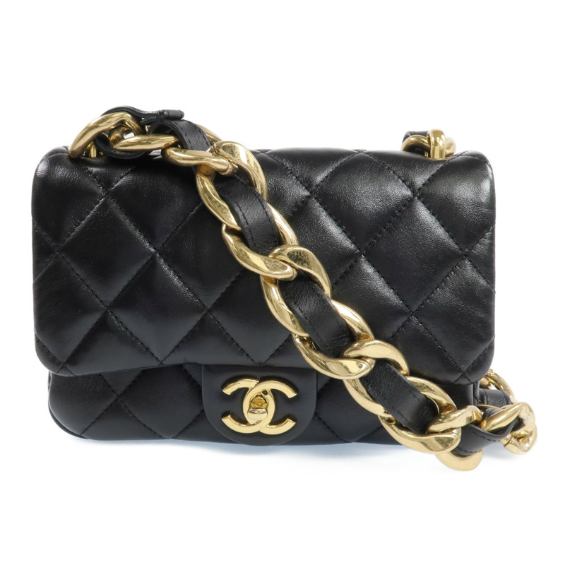 CHANEL 牛皮皮革Chain Shoulder Bag金扣鏈帶肩背袋-0