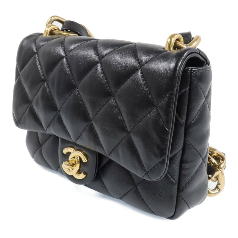 CHANEL 牛皮皮革Chain Shoulder Bag金扣鏈帶肩背袋-1