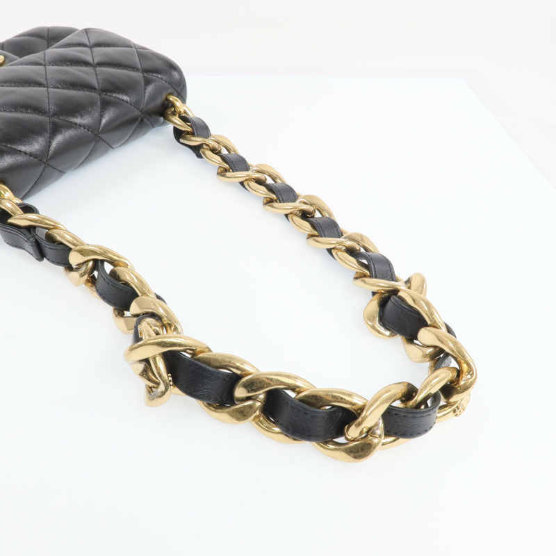 CHANEL 牛皮皮革Chain Shoulder Bag金扣鏈帶肩背袋-4