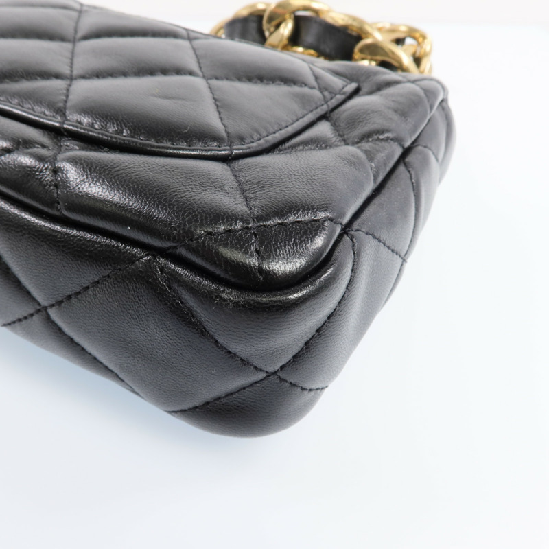 CHANEL 牛皮皮革Chain Shoulder Bag金扣鏈帶肩背袋-7