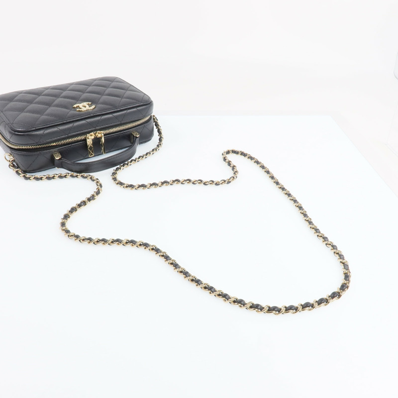 CHANEL 牛皮皮革Vanity Case金扣手挽肩背兩用袋-7