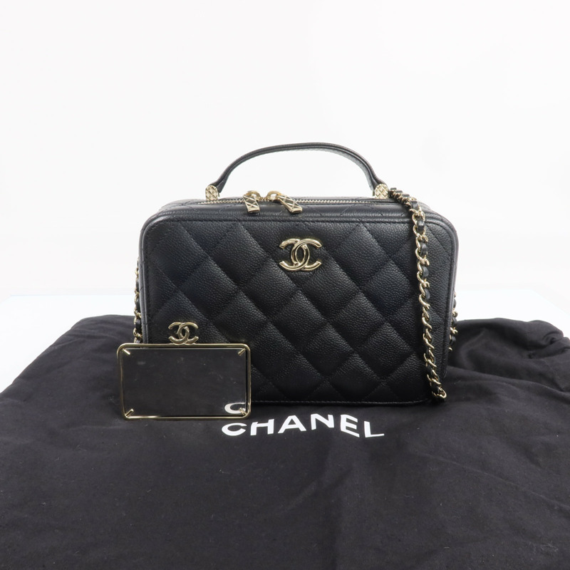 CHANEL 牛皮皮革Vanity Case金扣手挽肩背兩用袋-9