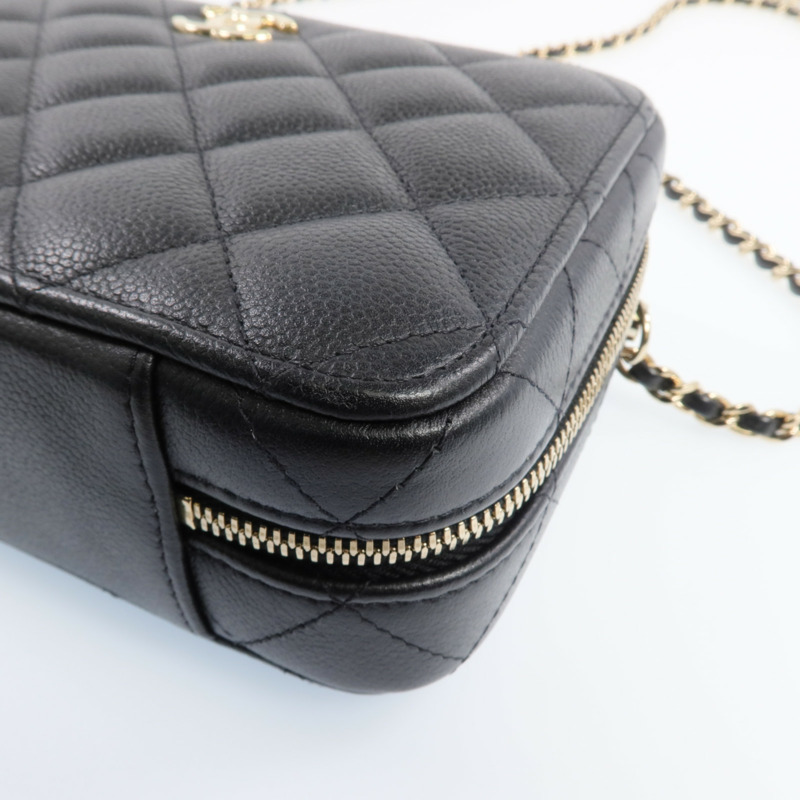 CHANEL 牛皮皮革Vanity Case金扣手挽肩背兩用袋-10