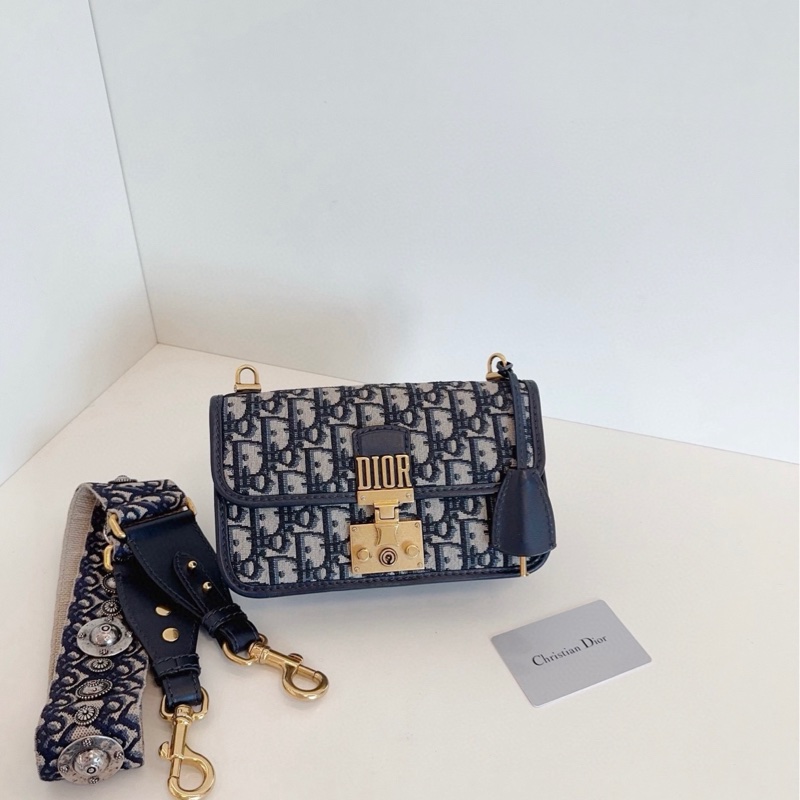 98新，Dior迪奧 addict老花郵差包 復古翻蓋鎖扣-0