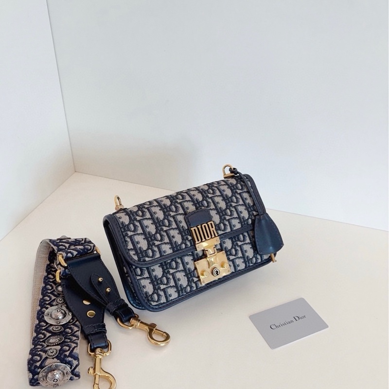 98新，Dior迪奧 addict老花郵差包 復古翻蓋鎖扣-1