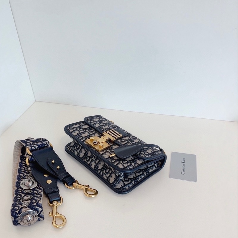 98新，Dior迪奧 addict老花郵差包 復古翻蓋鎖扣-4