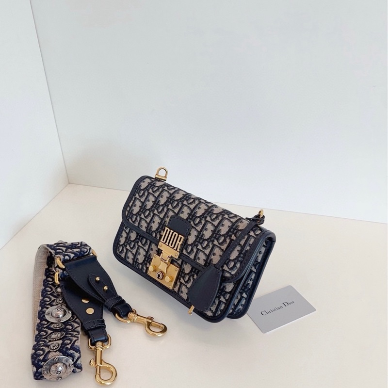 98新，Dior迪奧 addict老花郵差包 復古翻蓋鎖扣-5