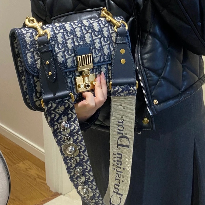 98新，Dior迪奧 addict老花郵差包 復古翻蓋鎖扣-7