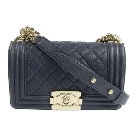 CHANEL 牛皮皮革Boy 20金扣鏈帶肩背袋