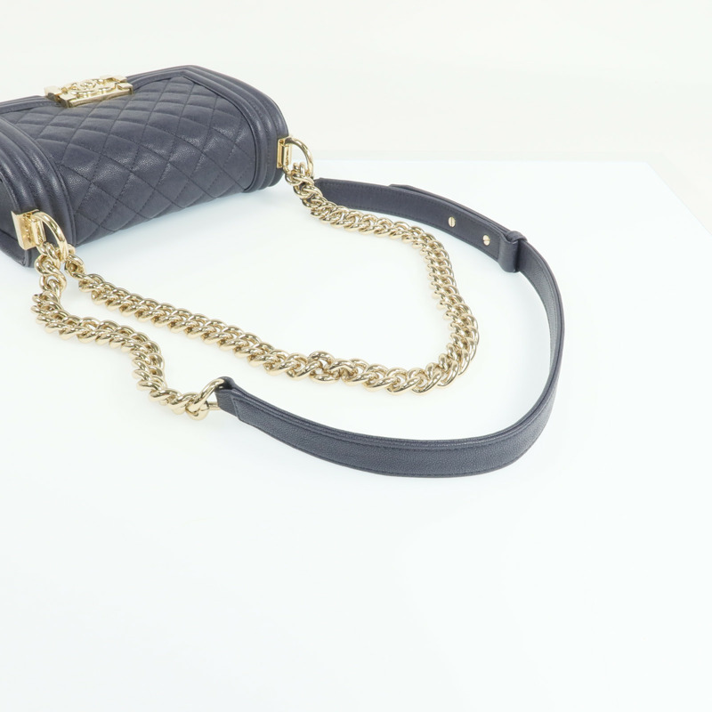 CHANEL 牛皮皮革Boy 20金扣鏈帶肩背袋-8