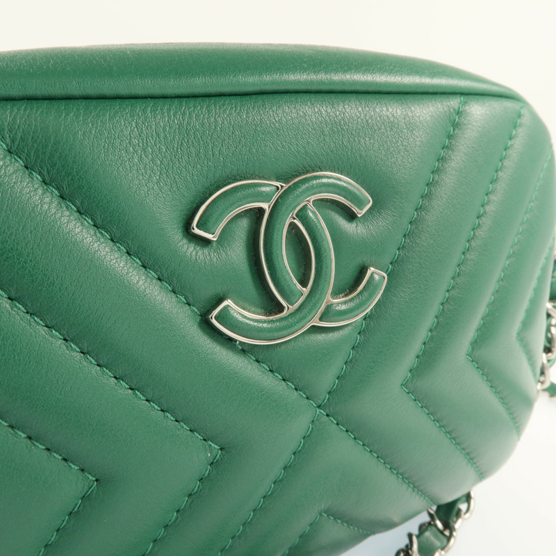 CHANEL 羊皮皮革Camera Bag銀扣鏈帶肩背袋-9