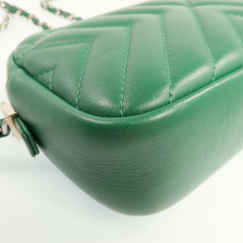 CHANEL 羊皮皮革Camera Bag銀扣鏈帶肩背袋-14