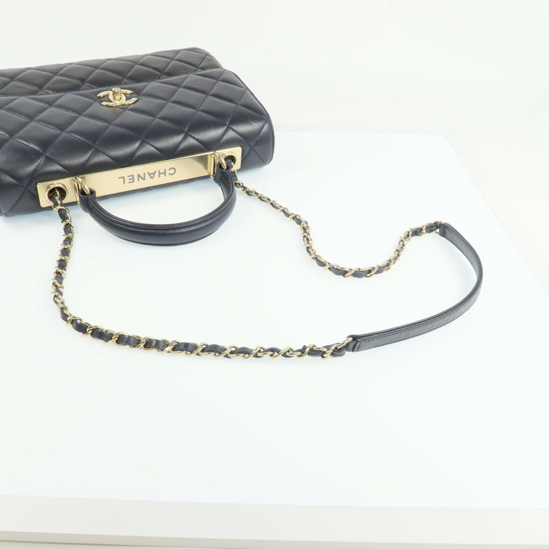 CHANEL 羊皮皮革Trendy CC金扣鏈帶肩背袋-7
