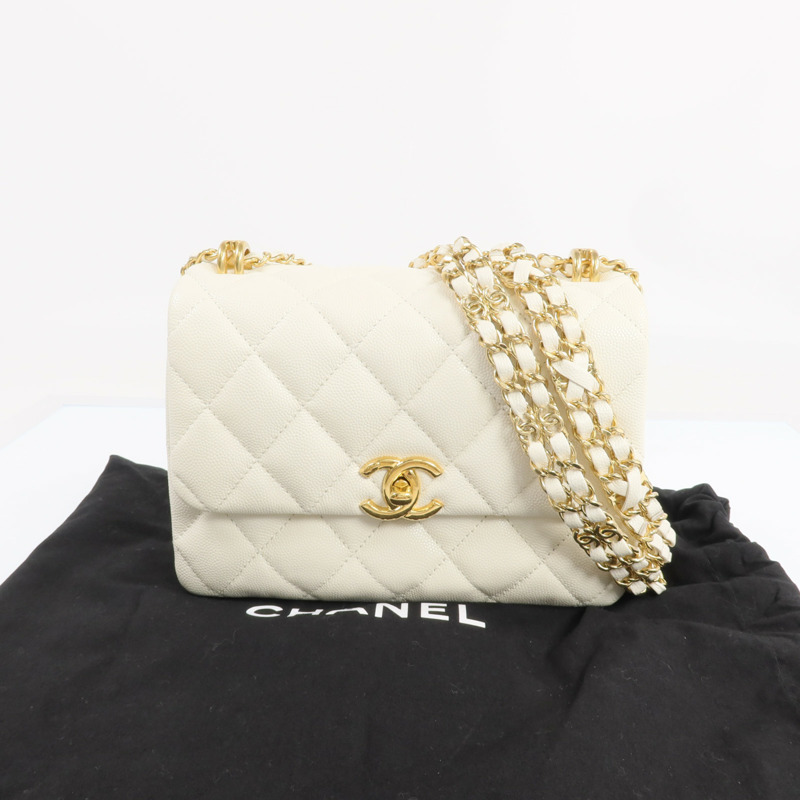CHANEL 牛皮皮革Chain Shoulder Bag金扣鏈帶肩背袋-8