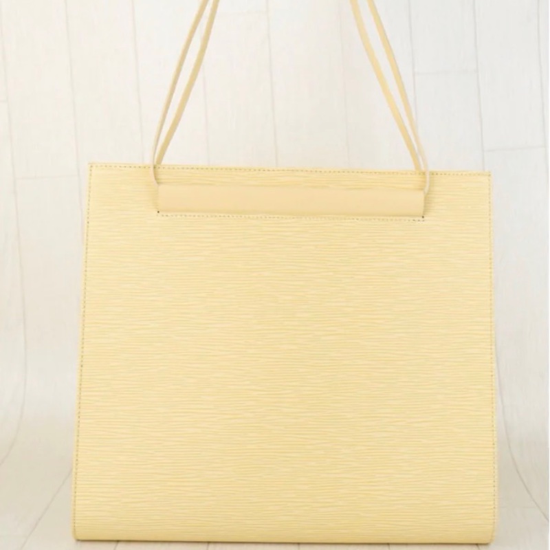 「JL精品代購」98新 LV鵝黃色epi水波紋單肩包-4