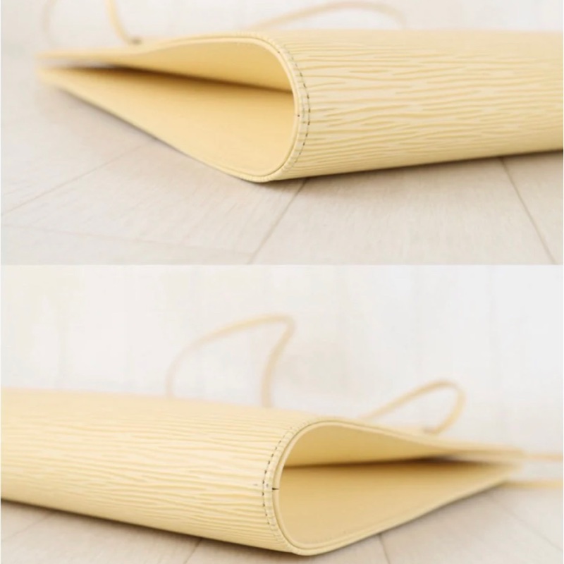 「JL精品代購」98新 LV鵝黃色epi水波紋單肩包-6