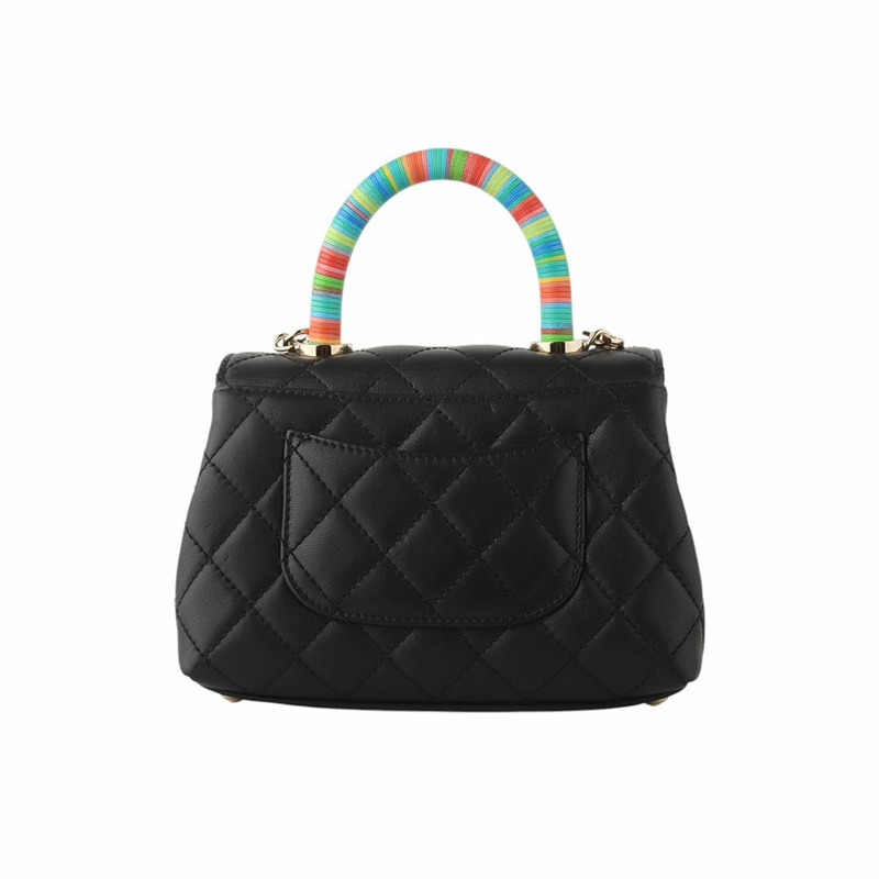 【包稅】CHANEL AS2215 Coco Handle 迷你金 CC 彩虹頂部手柄斜挎包 34681Y--2