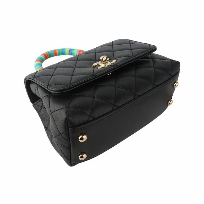【包稅】CHANEL AS2215 Coco Handle 迷你金 CC 彩虹頂部手柄斜挎包 34681Y--4