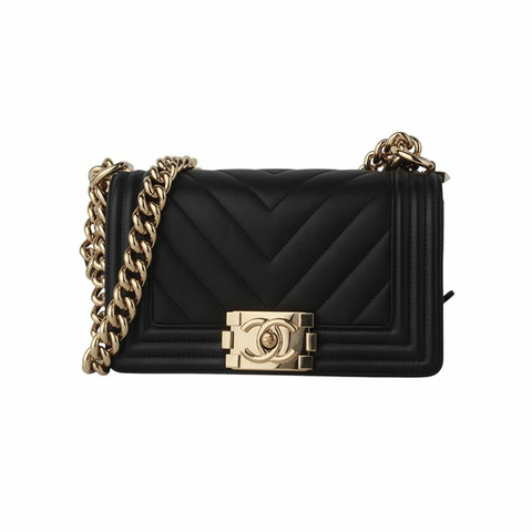 【包稅】CHANEL Chevron Boy Flap 金色小號斜背包