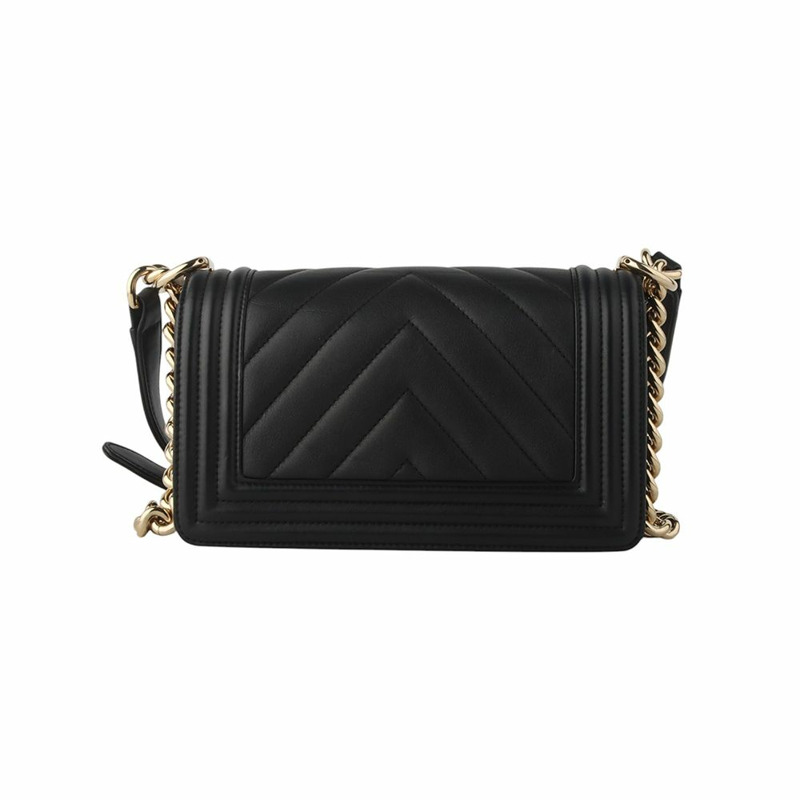 【包稅】CHANEL Chevron Boy Flap 金色小號斜背包-2