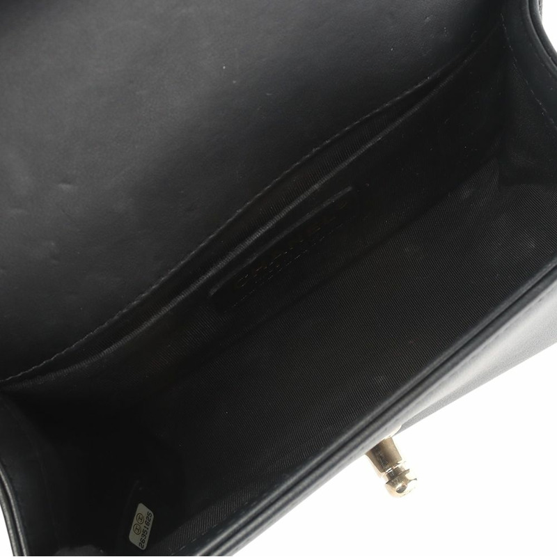 【包稅】CHANEL Chevron Boy Flap 金色小號斜背包-6