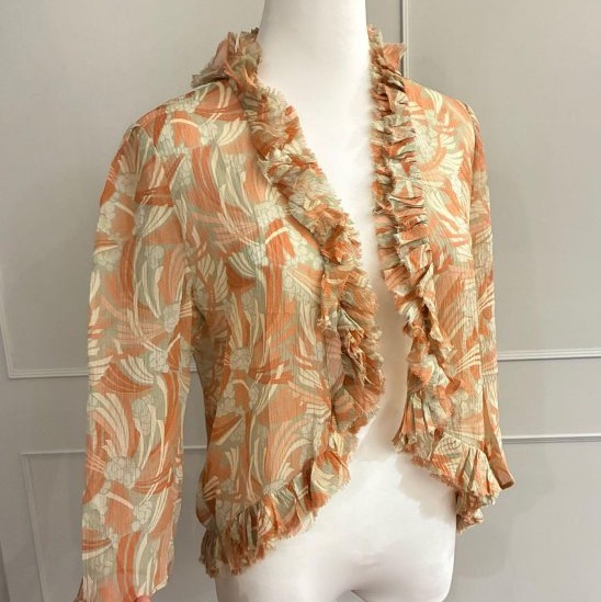 《新歡舊愛》正品非常美chloe宮廷風非常有女人味的七分袖絲質罩衫外套42-5