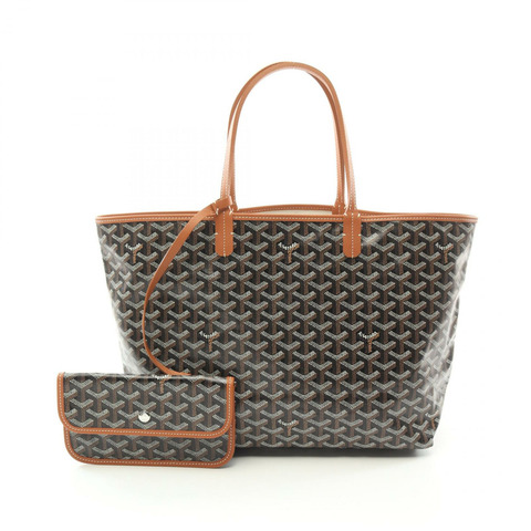 GOYARD Saint Louis PM 手提包，帆布皮革，黑色、棕色、多色，二手女款