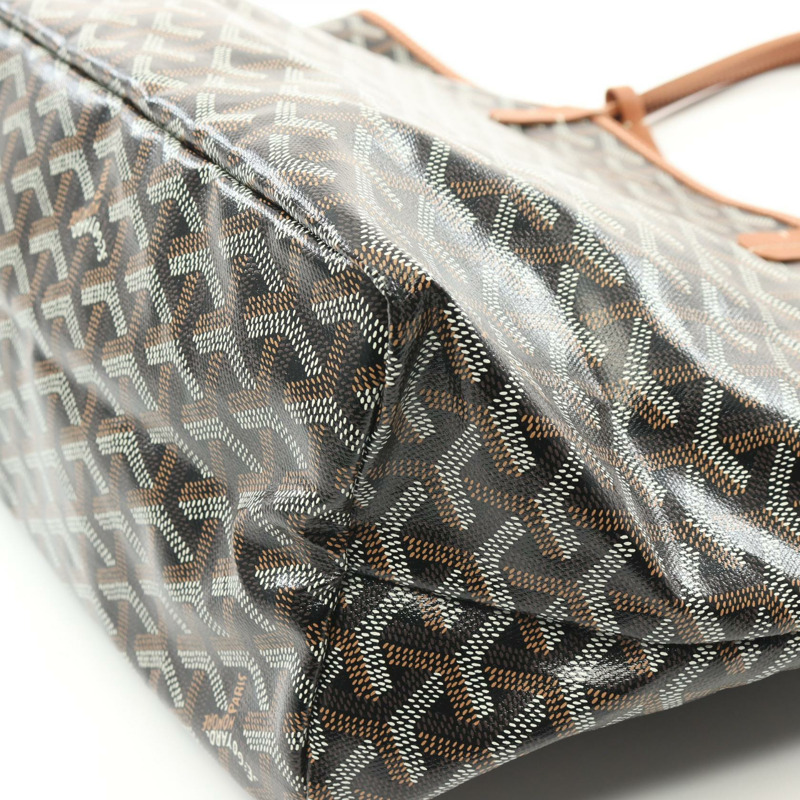 GOYARD Saint Louis PM 手提包，帆布皮革，黑色、棕色、多色，二手女款-4