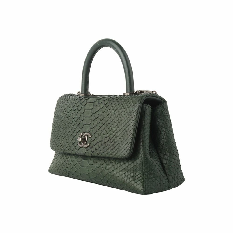 【包稅】CHANEL A93051 Python Coco Handle 小號單肩包 綠色 34681--1