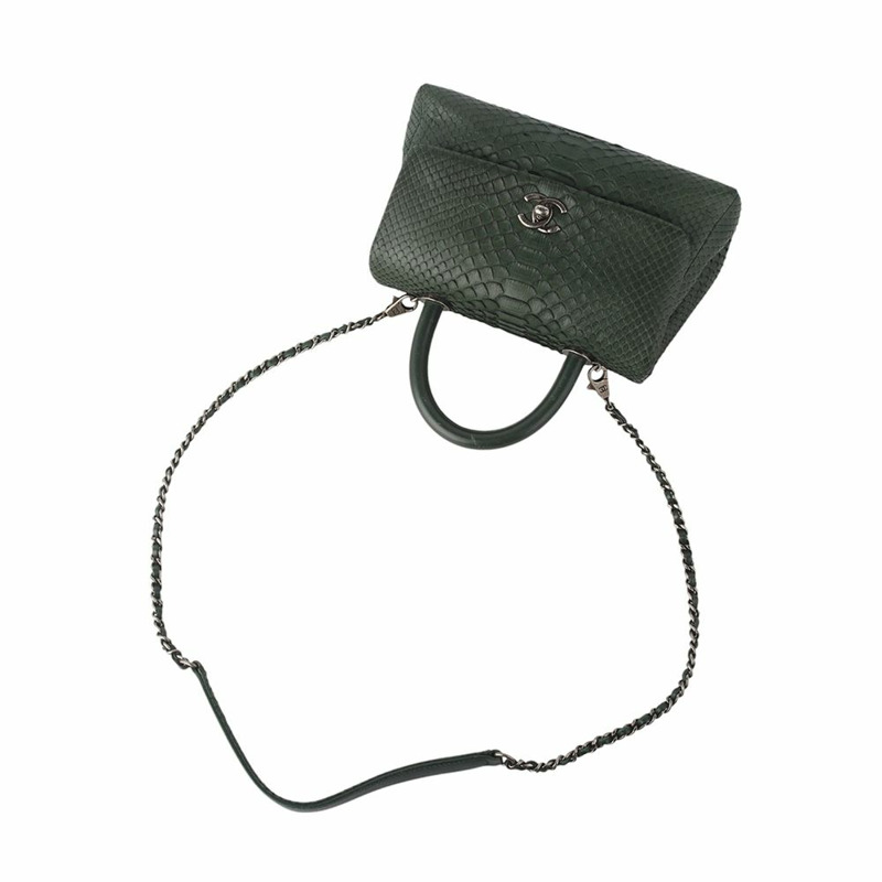【包稅】CHANEL A93051 Python Coco Handle 小號單肩包 綠色 34681--3