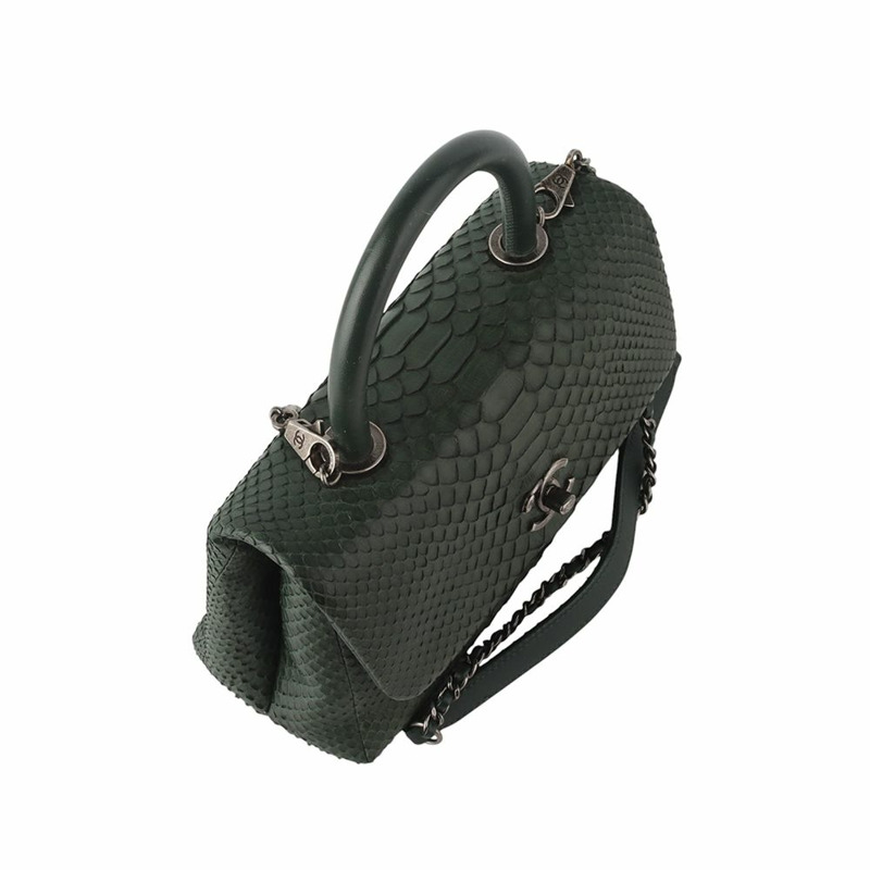 【包稅】CHANEL A93051 Python Coco Handle 小號單肩包 綠色 34681--7