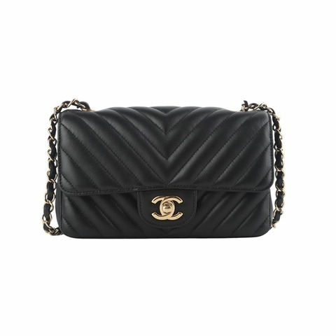 【包稅】CHANEL 經典人字紋羊皮金色五金配件新款迷你斜背包