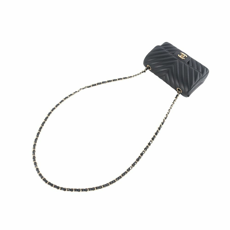 【包稅】CHANEL 經典人字紋羊皮金色五金配件新款迷你斜背包-3