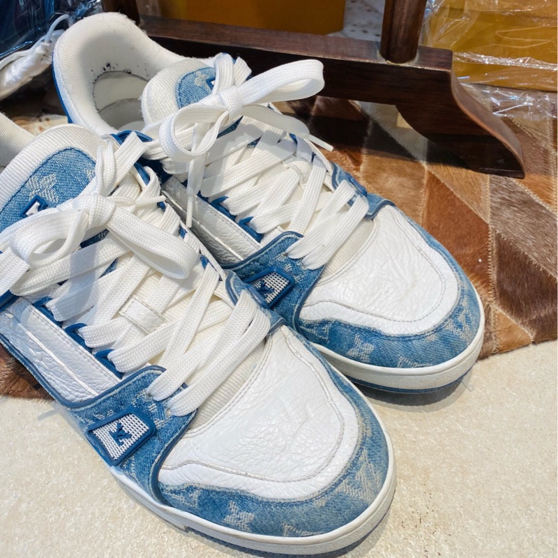 LV路易威登 Trainer藍白牛仔印花休閒板鞋 尺碼42-3