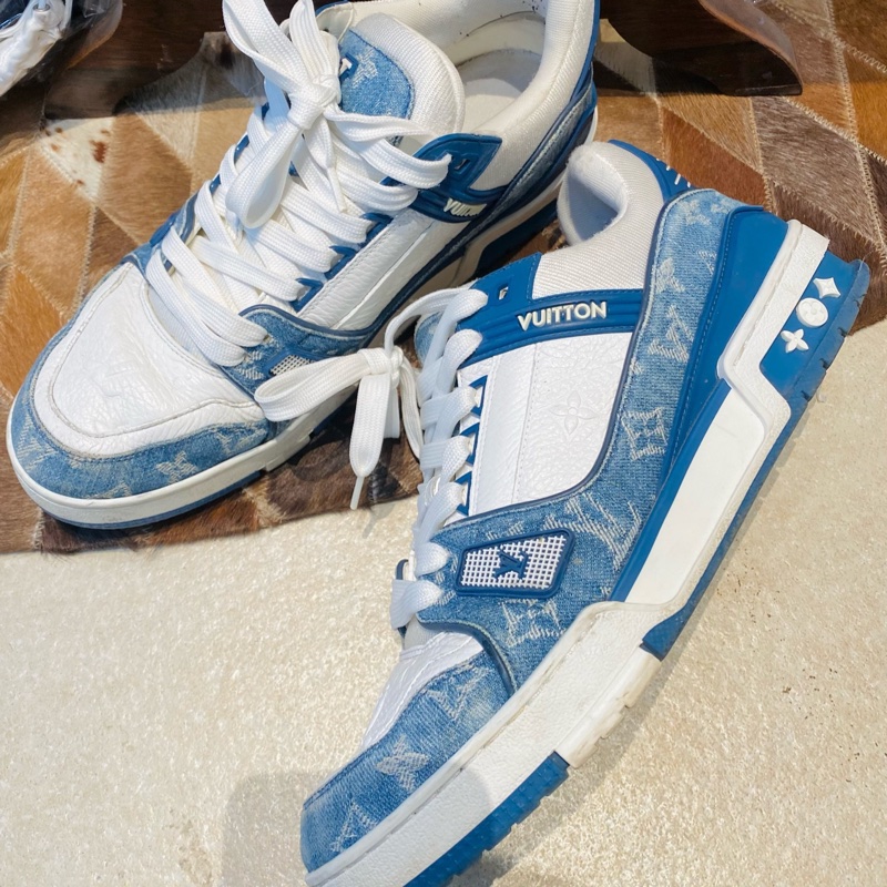 LV路易威登 Trainer藍白牛仔印花休閒板鞋 尺碼42-5