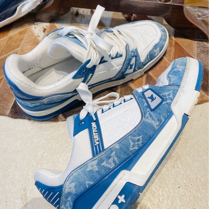 LV路易威登 Trainer藍白牛仔印花休閒板鞋 尺碼42-14