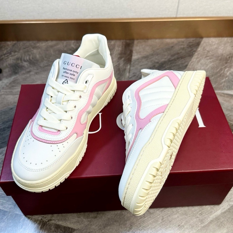閒置新Gucci 古馳 新款 RE-WEB系列球鞋 休閒鞋 粉白拼色 搭配綠紅綠裝飾 鞋標塗標一-2