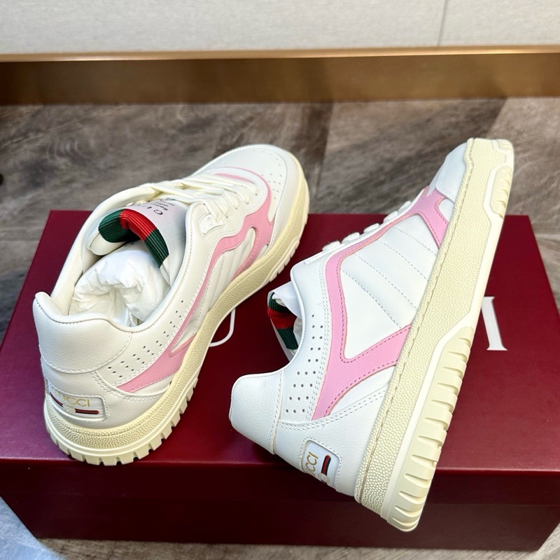 閒置新Gucci 古馳 新款 RE-WEB系列球鞋 休閒鞋 粉白拼色 搭配綠紅綠裝飾 鞋標塗標一-3