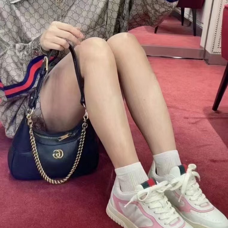 閒置新Gucci 古馳 新款 RE-WEB系列球鞋 休閒鞋 粉白拼色 搭配綠紅綠裝飾 鞋標塗標一-4