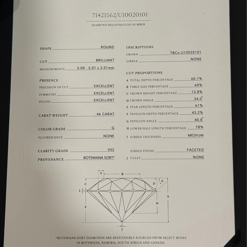 Tiffany Setting 六爪經典鑽戒💍0.46ct-8
