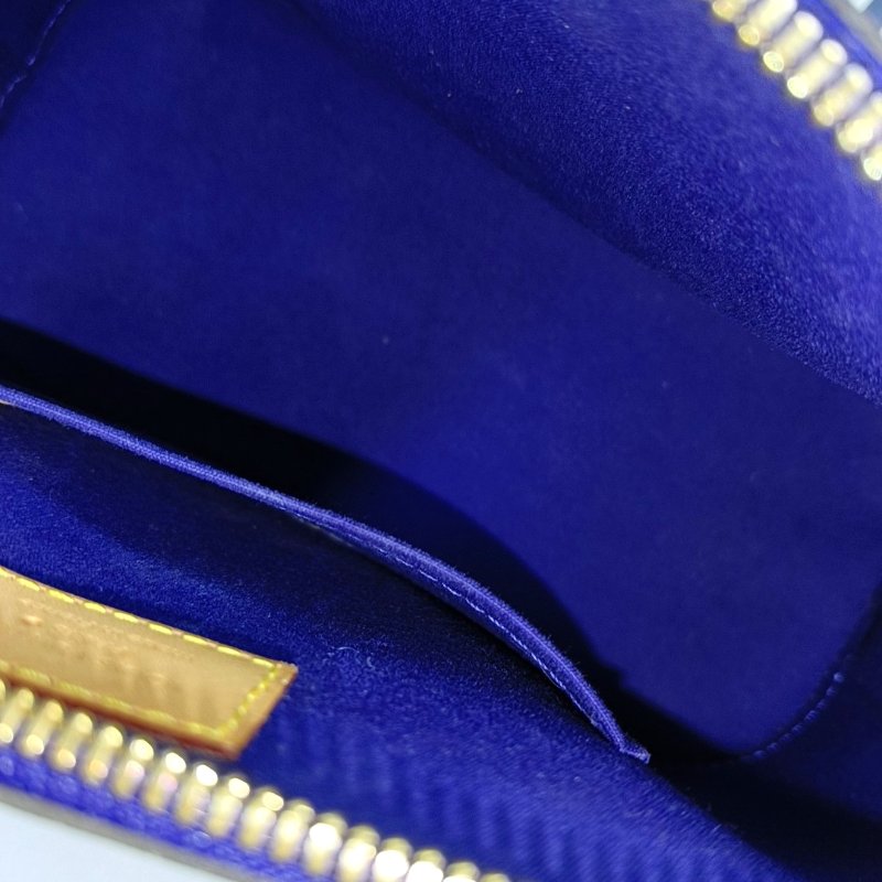 LOUIS VUITTON ALMA BB 紫色漆皮老花壓紋貝殼包斜挎包手提包單肩包銀色五金可拆卸肩帶-6