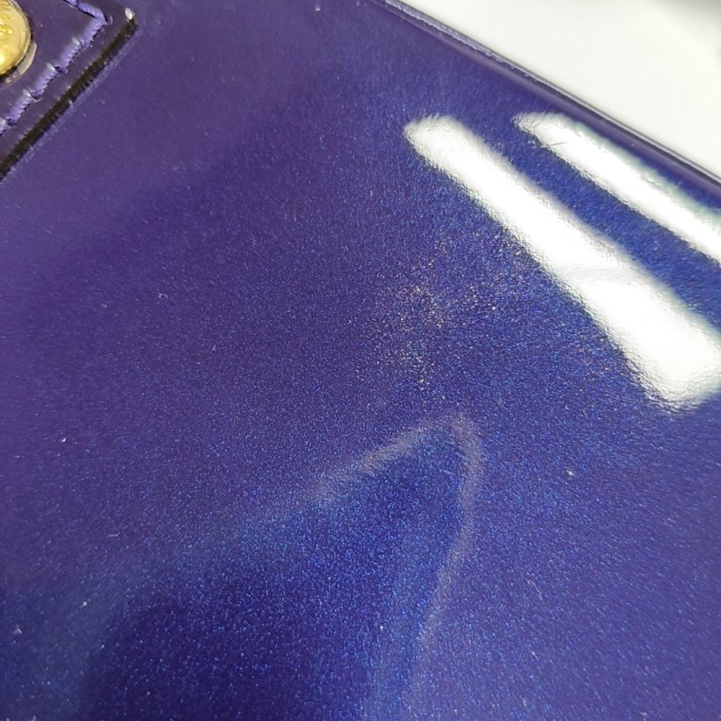 LOUIS VUITTON ALMA BB 紫色漆皮老花壓紋貝殼包斜挎包手提包單肩包銀色五金可拆卸肩帶-13