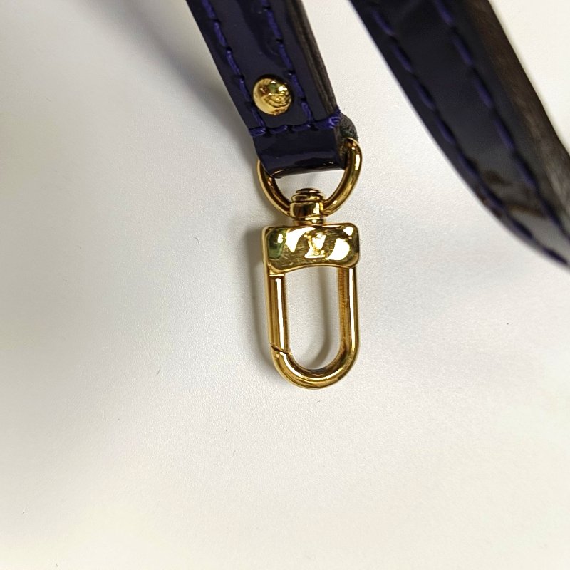 LOUIS VUITTON ALMA BB 紫色漆皮老花壓紋貝殼包斜挎包手提包單肩包銀色五金可拆卸肩帶-15