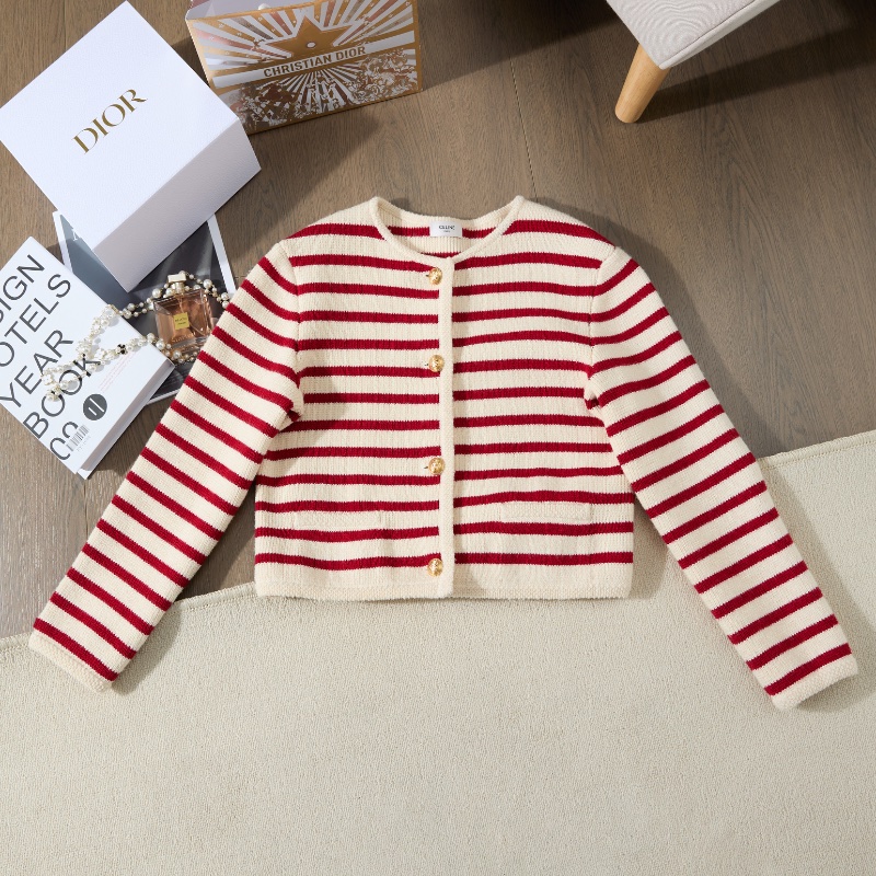 ❤️CELINE 條紋款 開衫毛衣外套 新年氣氛好搭單品-0