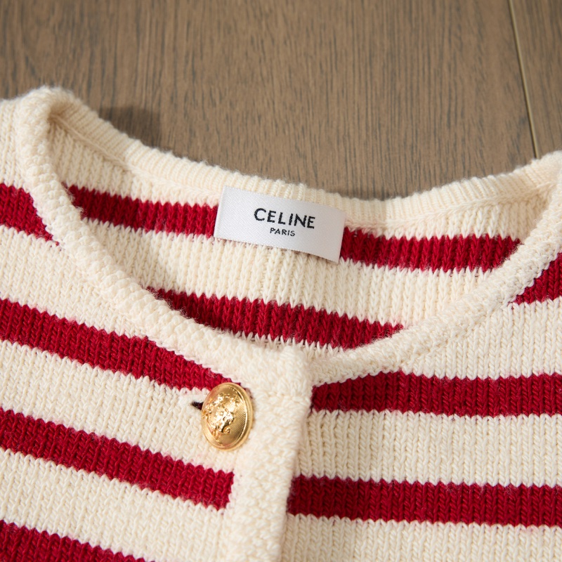 ❤️CELINE 條紋款 開衫毛衣外套 新年氣氛好搭單品-10
