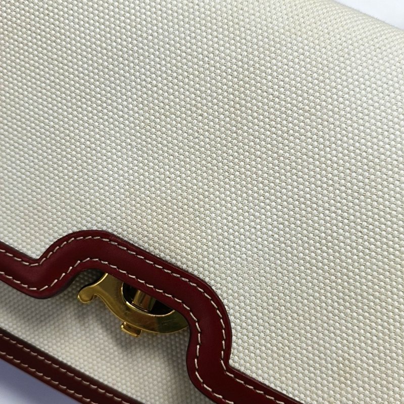 BURBERRY TB小號白色帆布單肩包金色五金可拆卸肩帶-10